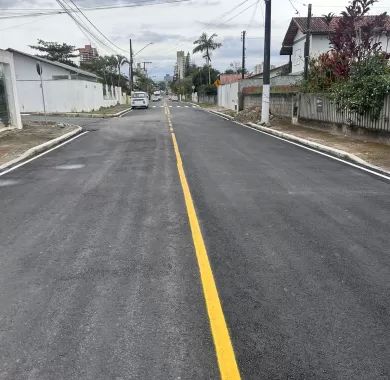 obras de pavimentação asfáltica e sinalização viária da Rua Nackle Francisco (Rua 450), localizada no bairro Centro, Balneário Piçarras/SC